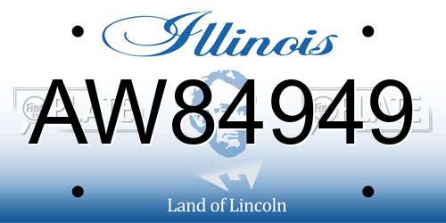 AW84949 Illinois License Plate