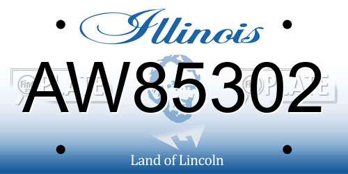 AW85302 Illinois License Plate