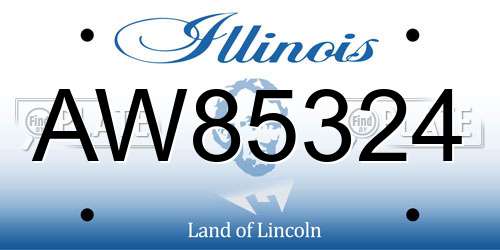 AW85324 Illinois License Plate