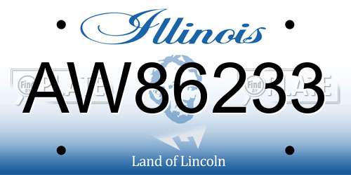 AW86233 Illinois License Plate