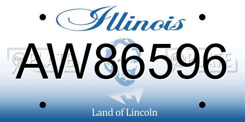 AW86596 Illinois License Plate