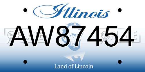 AW87454 Illinois License Plate