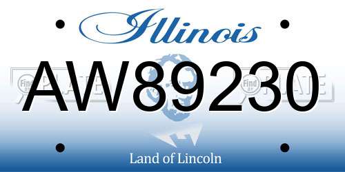 AW89230 Illinois License Plate