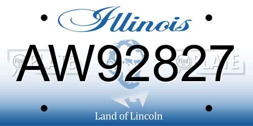 AW92827 Illinois License Plate
