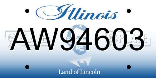 AW94603 Illinois License Plate