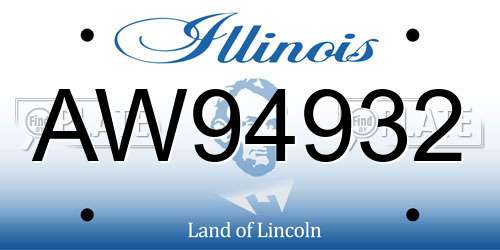 AW94932 Illinois License Plate