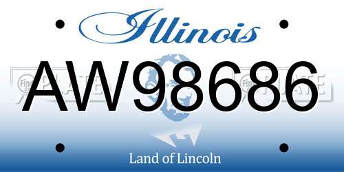 AW98686 Illinois License Plate