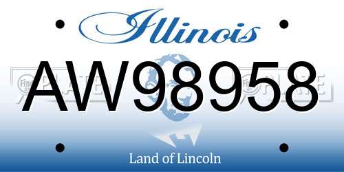 AW98958 Illinois License Plate