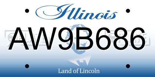 AW9B686 Illinois License Plate