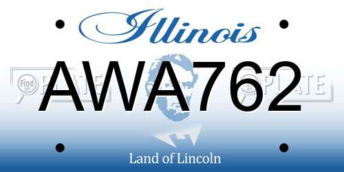 AWA762 Illinois License Plate