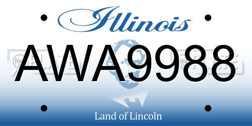 AWA9988 Illinois License Plate