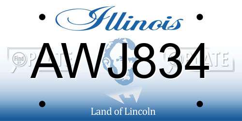 AWJ834 Illinois License Plate