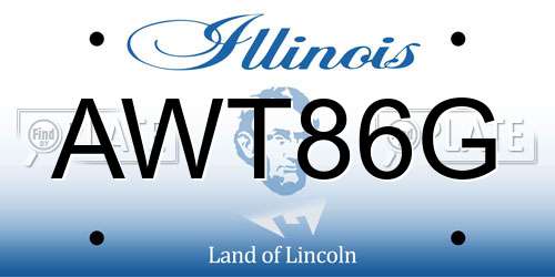 AWT86G Illinois License Plate