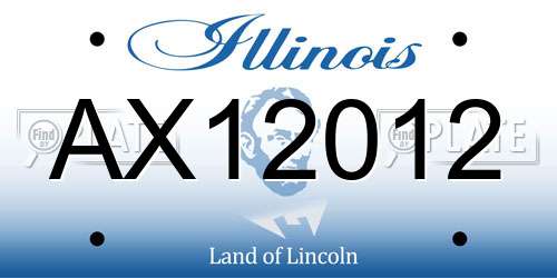 AX12012 Illinois License Plate