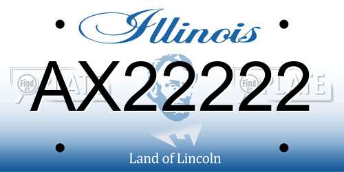 AX22222 Illinois License Plate