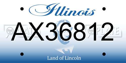 AX36812 Illinois License Plate