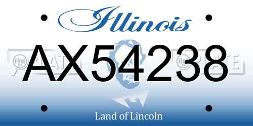 AX54238 Illinois License Plate