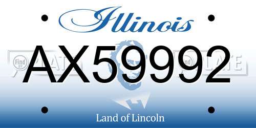 AX59992 Illinois License Plate
