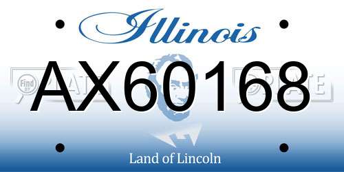 AX60168 Illinois License Plate