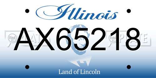 AX65218 Illinois License Plate