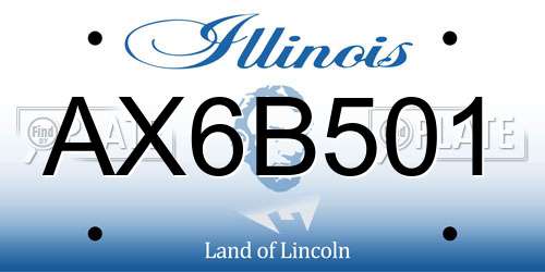 AX6B501 Illinois License Plate