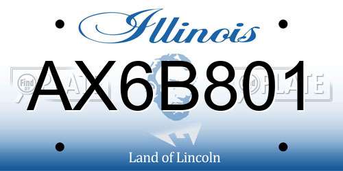 AX6B801 Illinois License Plate