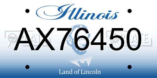AX76450 Illinois License Plate