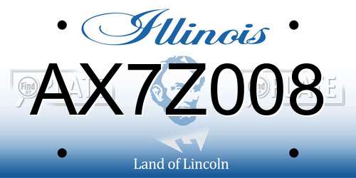 AX7Z008 Illinois License Plate