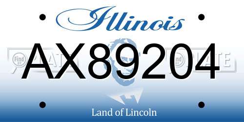 AX89204 Illinois License Plate