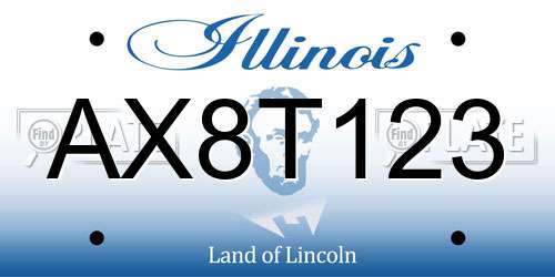 AX8T123 Illinois License Plate