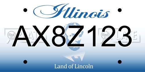 AX8Z123 Illinois License Plate
