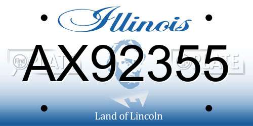 AX92355 Illinois License Plate