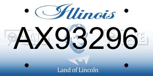 AX93296 Illinois License Plate