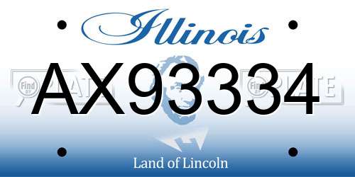 AX93334 Illinois License Plate