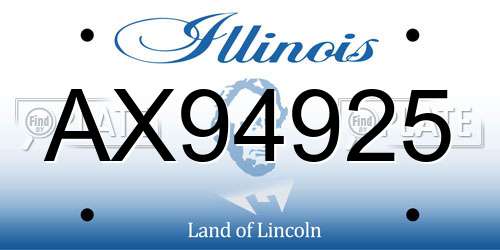 AX94925 Illinois License Plate