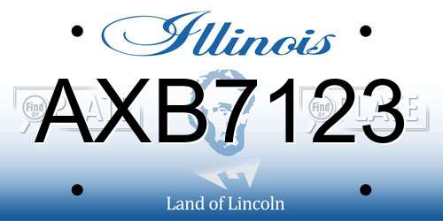 AXB7123 Illinois License Plate