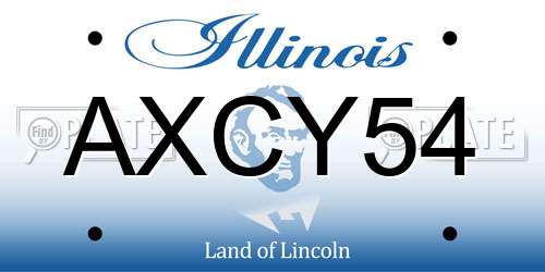 AXCY54 Illinois License Plate
