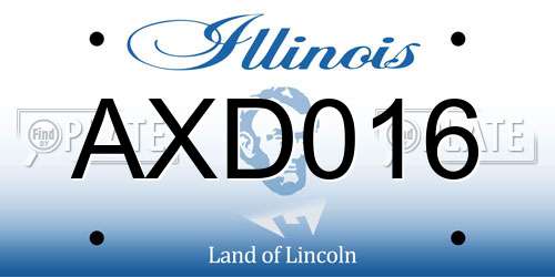 AXD016 Illinois License Plate
