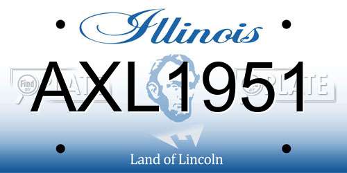 AXL1951 Illinois License Plate