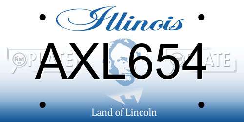 AXL654 Illinois License Plate