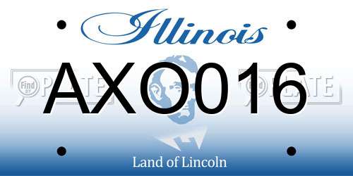 AXO016 Illinois License Plate