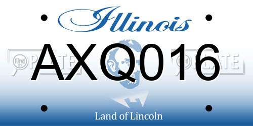 AXQ016 Illinois License Plate