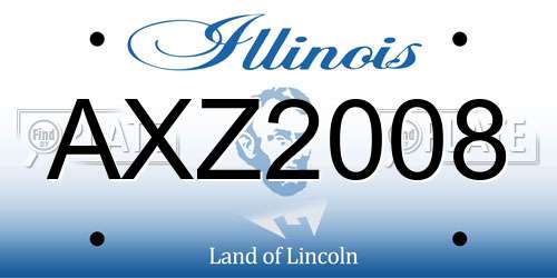 AXZ2008 Illinois License Plate