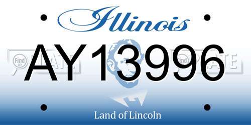 AY13996 Illinois License Plate