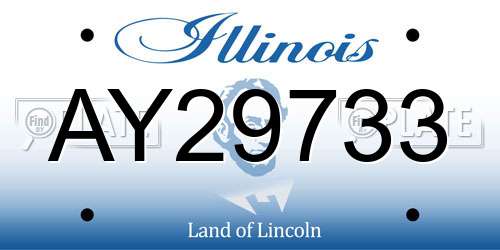 AY29733 Illinois License Plate