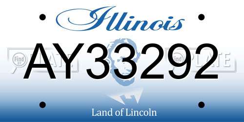 AY33292 Illinois License Plate