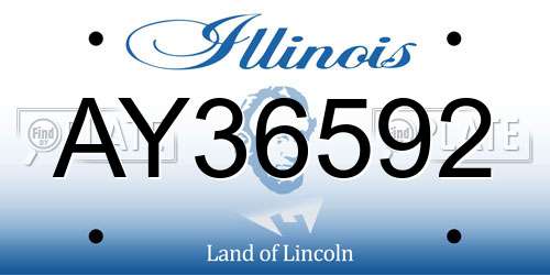 AY36592 Illinois License Plate