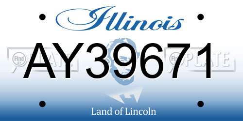 AY39671 Illinois License Plate