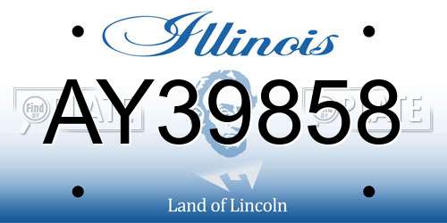 AY39858 Illinois License Plate