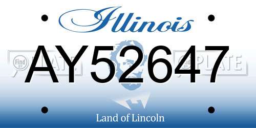AY52647 Illinois License Plate